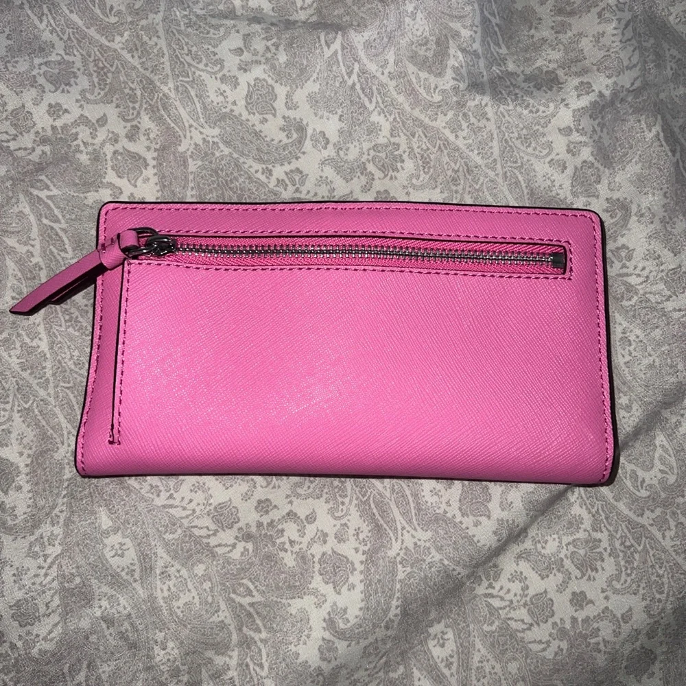 Kate Spade New York Large Slim Bi-Fold Wallet Fuchsia Color - Picture 3 of 9
